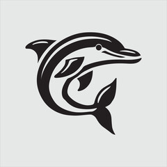 Minimalist Dolphin Head Silhouette Vector Illustration