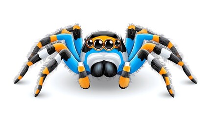 Colorful Jumping Spider  Arachnid Illustration  Blue Orange Black Insect