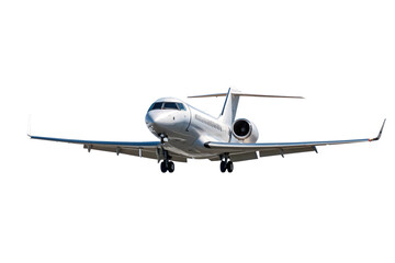 Fototapeta premium Modern airplane flying at high altitude, isolated PNG with a transparent backdrop