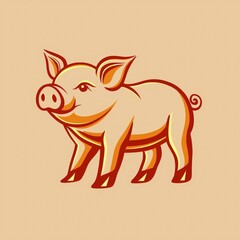 Fototapeta premium Adorable piglet illustration, warm tones, simple lines. Perfect for farm themes!