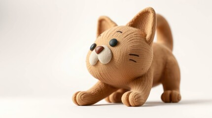 3D Cartoon Cat with a Whimsical and Cute Design on a White Background
