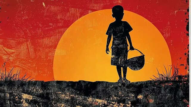 world day against child labor good for world day against child labor celebration. flat design. flyer design. Poster minimalistic art, animated