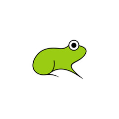 cute frog logo, cartoon.