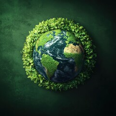 Fototapeta premium Illustration of Earth encased in carbon-reducing green technologies