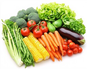 fresh vegetables on white background