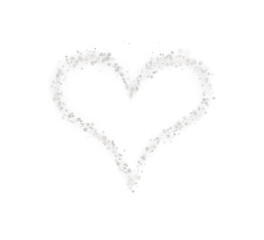 A heart-shaped star trail. Shimmering dust particles fly and leave behind a heart-shaped trail. Bright particles glow with the special festive light of Christmas.