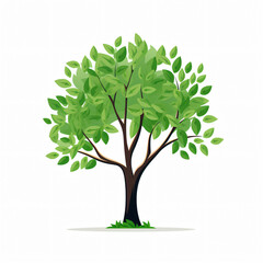 Obraz premium Minimalist Tree with Lush Green Leaves Simple Embellishment icon logo frame brand