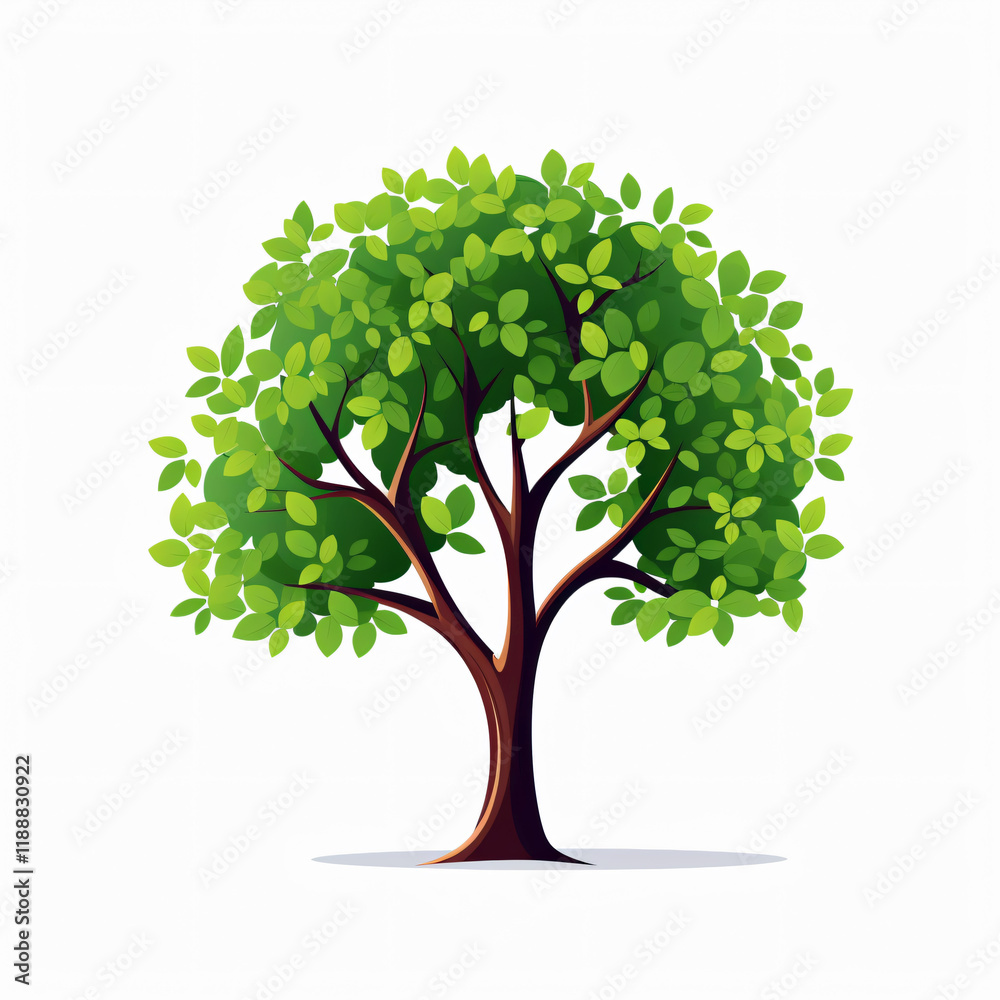 Wall mural Minimalist Tree Leaf Clipart Vector File in Simple Flat Design icon plant green 