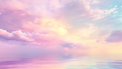 Fototapeta premium Pastel Sky and Calm Ocean: A Serene Dreamy Landscape at Dawn