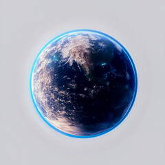 Planet Earth as Seen from Space with a White Background