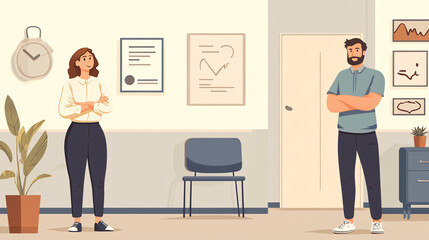 Business Colleagues in Modern Office Waiting Area