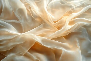 Obraz premium Delicate Beige Sheer Fabric Drape