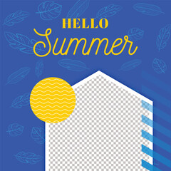 Summer holiday greetings vector with travel bag umbrella swimming circle tropical leaves celebration © AHDAFF