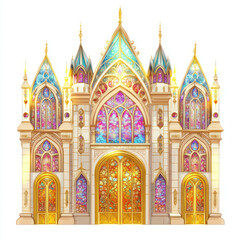 Fototapeta premium Colorful Gothic Castle with Stained Glass Windows
