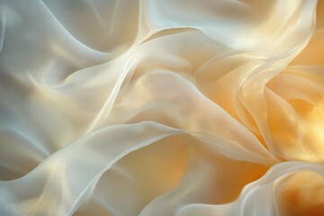 Obraz premium Delicate, Light-Filled Fabric Drape in Warm Beige and Cream Tones