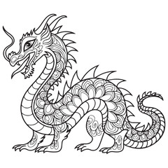 Drawing dragon for coloring book.