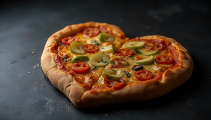 Classic heart-shaped pepperoni pizza with basil.