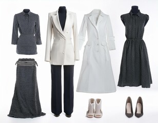 Womens clothes set isolated.Female clothing collage.