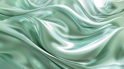 Fototapeta premium Abstract Green Silk Drape Wallpaper
