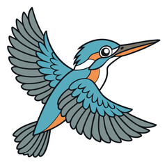Obraz premium flying-kingfisher-cartoon-vector-illustration