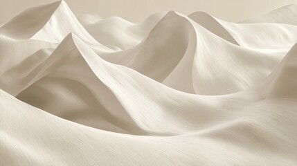 Obraz premium Abstract Beige Fabric Waves, Smooth Textile Landscape, AI Generated Art