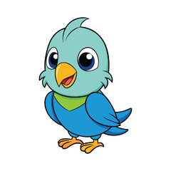 Fototapeta premium Cheerful Cartoon Lovebird Illustration on White Background