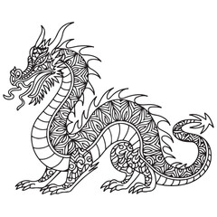 Drawing dragon for coloring book.