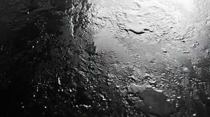 Fototapeta premium Close-up of raindrops on a dark glass surface, creating a textured, abstract background.