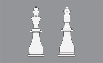 King, queen, chessmen. Chess white, vector illustration, 10eps