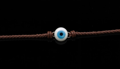 Mediterranean Blue Evil Eye Protection Bracelet on Dark Background
