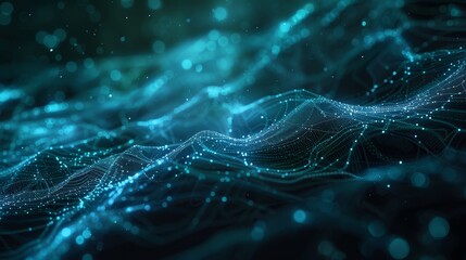 Abstract Teal Particle Wave Wallpaper