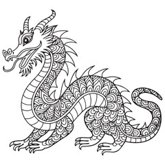 Drawing dragon for coloring book.