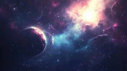 Cosmic Planet Nebula Galaxy Space Art Background