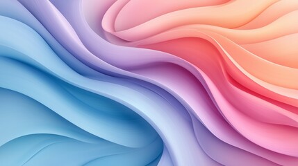 Fototapeta premium Soft curves and waves of blue, pink, and lavender blend together, evoking a feeling of chaos balanced by serenity. The colors flow seamlessly, creating a captivating visual experience.