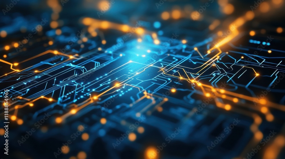 Poster circuit ai brain on digital connection background. artificial intelligence and innovate concept. 3d 