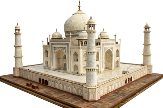 miniature of taj mahal agra india isolated on white background PNG.AI GENERATED