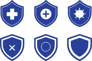 Health protection shield icon  set vector