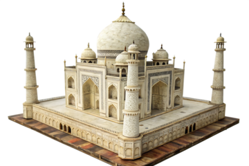 miniature of taj mahal agra india isolated on white background PNG.AI GENERATED