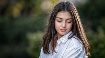 Fototapeta premium A stunning professional photograph of a beautiful teenage girl, beautifully lit in natural sunlight.