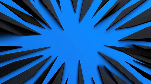 Abstract Blue and Black Spiky Radiating Design