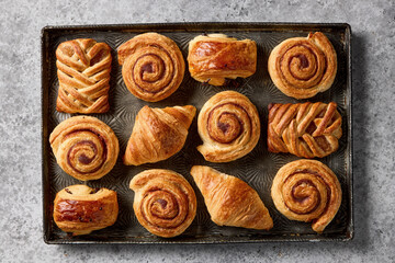 various freshly baked pastries