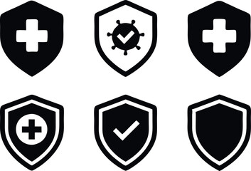 Obraz premium Health protection shield icon set vector
