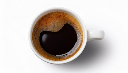 white cup of black coffee isolated on white background with clipping path