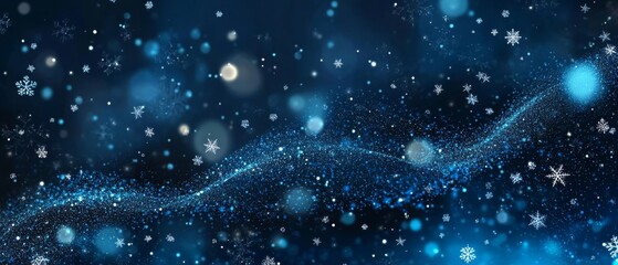 A captivating blue winter scene with sparkling snowflakes creates a tranquil atmosphere, inspiring creativity and artistic expression while showcasing the elegance of the chilly season
