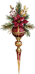 Fototapeta premium Burgundy and Gold Christmas Clipart Vector Illustration