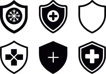 Health protection shield icon  set vector