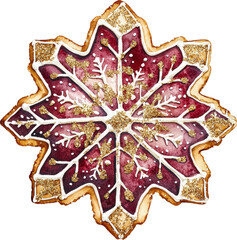 Burgundy and Gold Christmas Clipart Vector Illustration