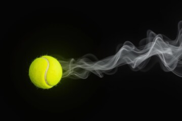 Glowing Tennis Ball Trail in Black Background