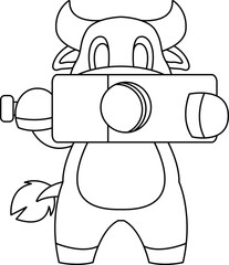 Bull Cricket Cricket bat Animal Vector Graphic Art Illustration