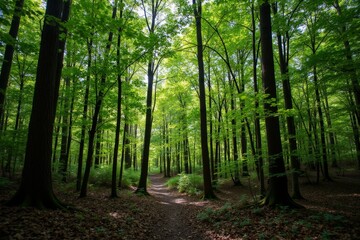 Obraz premium Serene Forest Dappled in Sunlight